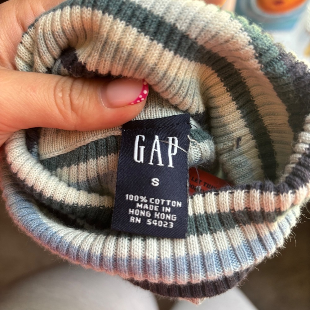 Y2K Rory Gilmore Blue Striped Turtleneck Sweater - Picture 6 of 6